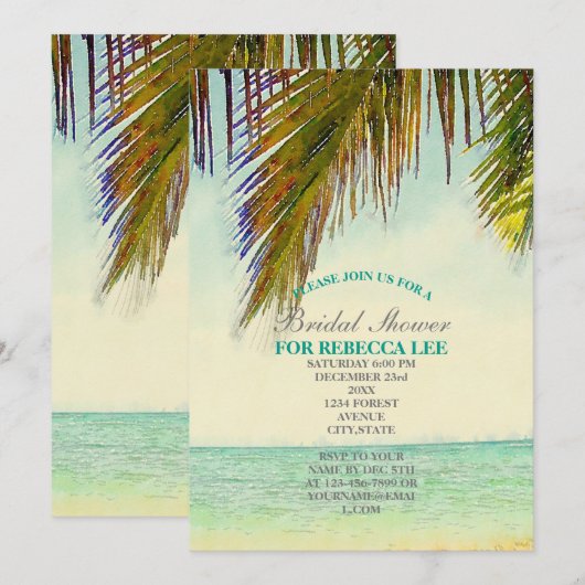 Tropical Island Palm Beach vrijgezellenfeest Kaart (Voorkant / Achterkant)