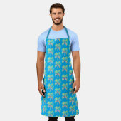 Tropical Island Palm Blue All-Over Print Schort (Gedragen)