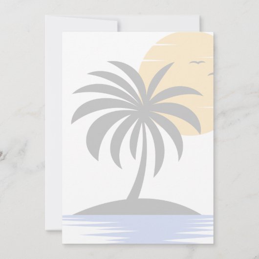 Tropical Island Palm Sunset Uitnodiging (Achterkant)