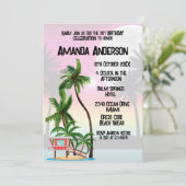 Tropical Island Palm Sunset Uitnodiging (Staand voorkant)