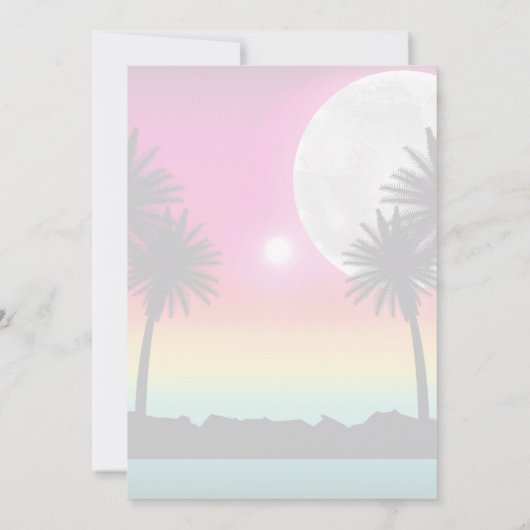 Tropical Island Palm Sunset Uitnodiging (Achterkant)