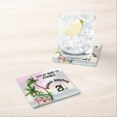 Tropical Island Palm Sunset Uitnodiging Kartonnen Onderzetters (Insitu)