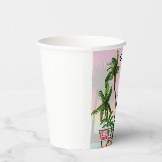 Tropical Island Palm Sunset Uitnodiging Papieren Bekers (Rechts)