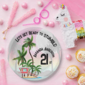 Tropical Island Palm Sunset Uitnodiging Papieren Bordje (Feest)