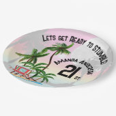 Tropical Island Palm Sunset Uitnodiging Papieren Bordje (Gekanteld)