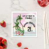 Tropical Island Palm Sunset Uitnodiging Servet (Insitu)