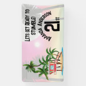 Tropical Island Palm Sunset Uitnodiging Spandoek (Verticaal)