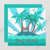 Tropical Island Palm Tree Christmas Card  Feestdagenkaart (Voorkant / Achterkant)