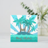Tropical Island Palm Tree Christmas Card  Feestdagenkaart (Staand voorkant)