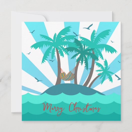 Tropical Island Palm Tree Christmas Card  Feestdagenkaart (Voorkant)