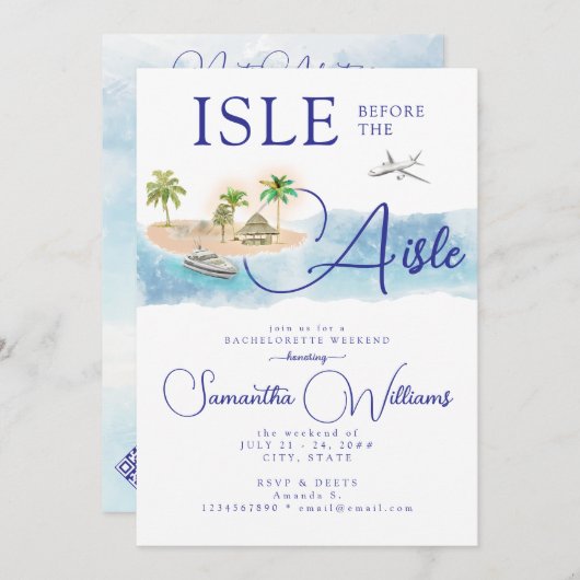 Tropical Island Palm Tree Destination Bachelorette Kaart (Voorkant / Achterkant)