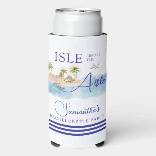Tropical Island Palm Tree Destination Bachelorette Seltzer Blikjeskoeler (Seltzer Achterkant)