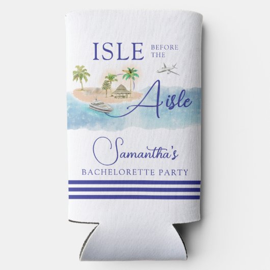 Tropical Island Palm Tree Destination Bachelorette Seltzer Blikjeskoeler (Achterkant)