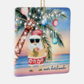 Tropical Island Palm Tree & Santa Christmas Keramisch Ornament (Rechts)