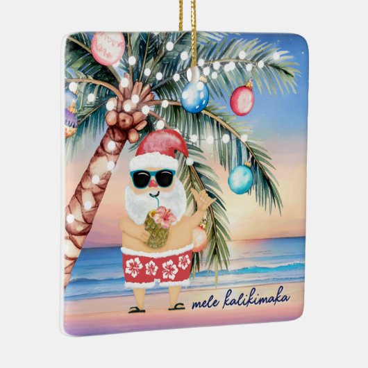 Tropical Island Palm Tree & Santa Christmas Keramisch Ornament (Rechts)
