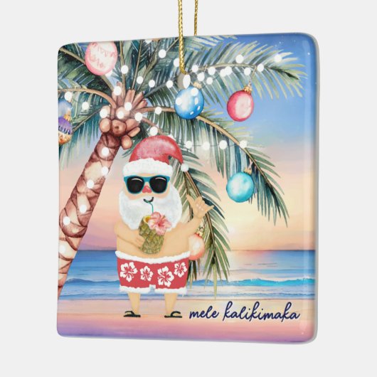 Tropical Island Palm Tree & Santa Christmas Keramisch Ornament (Links)