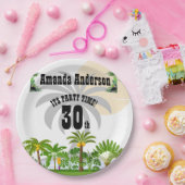 Tropical Island Palm Tree Sunset Paper Bord (Feest)