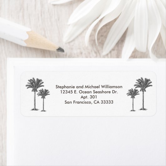 Tropical Island Palm Trees Aangepaste naam Etiket (Insitu)