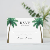 Tropical Island Palm Trees Minimal Beach Wedding RSVP Kaartje (Staand voorkant)