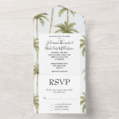 Tropical Island Palm Trees Wedding All In One Uitnodiging (Binnen)
