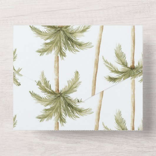 Tropical Island Palm Trees Wedding All In One Uitnodiging (Achterkant)