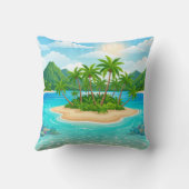 Tropical Island Paradise Palm Trees Throw Pillow Kussen (Achterkant)