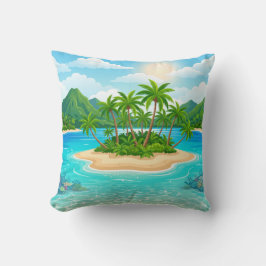 Tropical Island Paradise Palm Trees Throw Pillow Kussen