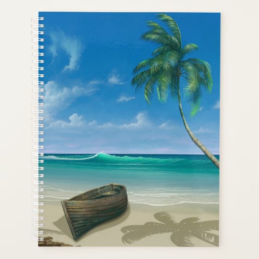 Tropical Island Paradise Sandy Beach Boat Planner