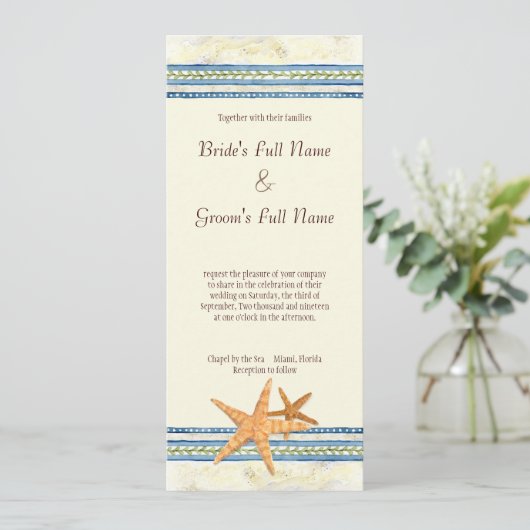 Tropical Island Paradise - Uitnodiging voor bruilo (Staand voorkant)