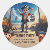 Tropical Island Pirate Boy Bedankt Sticker (Voorkant)