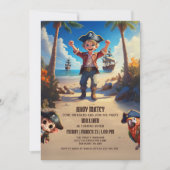 Tropical Island Pirate Boy Verjaardag Uitnodiging (Voorkant)