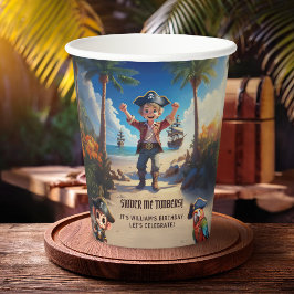 Tropical Island Pirate Boy Verjaardagsfeest Papieren Bekers