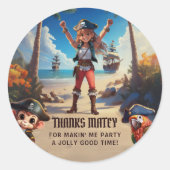 Tropical Island Pirate Girl Bedankt Sticker (Voorkant)
