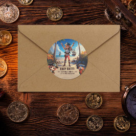 Tropical Island Pirate Girl Verjaardag Party Stick Ronde Sticker