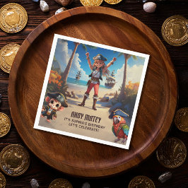 Tropical Island Pirate Girl Verjaardagsfeestje Servet