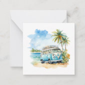 Tropical Island Retro Blue Bus Notitiekaartje (Voorkant)