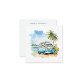 Tropical Island Retro Blue Bus Notitiekaartje