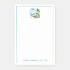 Tropical Island Retro Blue Bus Post-it® Notes
