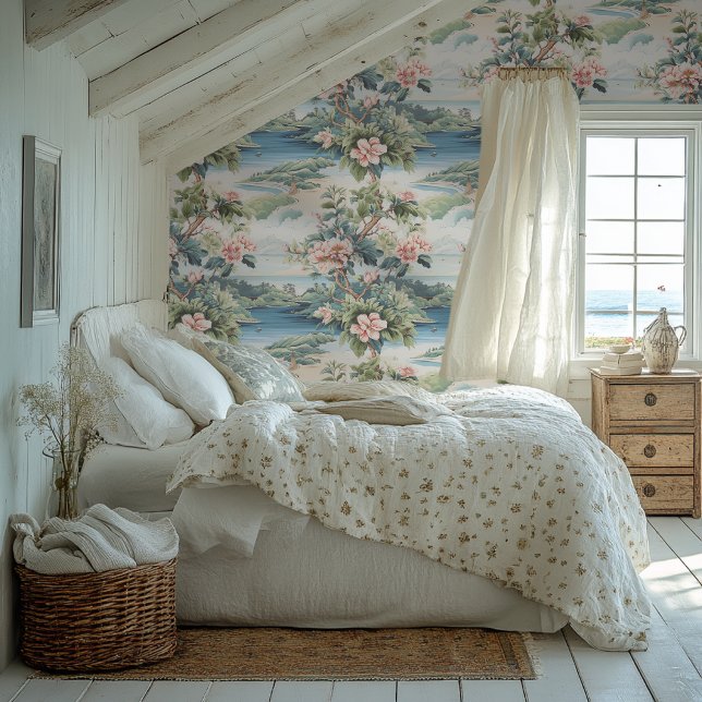 Tropical Island Roze Chinoiserie stijl behang (Creator heeft geüpload)