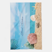Tropical Island Seashells Turquoise Water Beach T Theedoek (Verticaal)