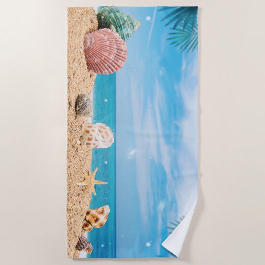 Tropical Island Seashells Turquoise Water Strandlaken (Voorkant)