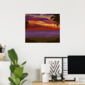 Tropical Island Sunset Digitale Kunst Poster (Thuiskantoor)