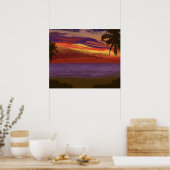 Tropical Island Sunset Digitale Kunst Poster (Keuken)