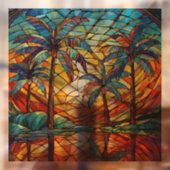 Tropical Island Sunset Glas in lood kunst Raamsticker (Vel 2)