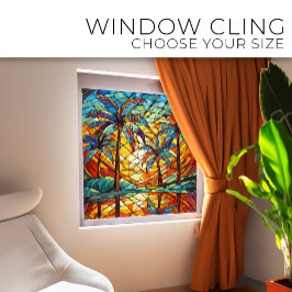 Tropical Island Sunset Glas in lood kunst Raamsticker