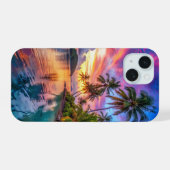 Tropical Island Sunset Landschap Telefoonhoesje iPhone 15 Case (Achterkant horizontaal)