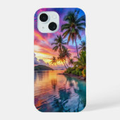Tropical Island Sunset Landschap Telefoonhoesje iPhone 15 Case (Achterkant)