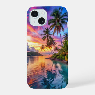 Tropical Island Sunset Landschap Telefoonhoesje iPhone 15 Case