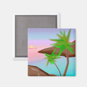 Tropical Island Sunset Magnet (Voorkant / Achterkant)