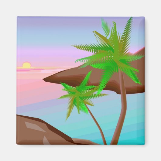 Tropical Island Sunset Magnet (Voorkant)